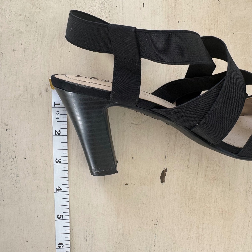 LifeStride Black Elastic Strap Block Heel Sandals Women's Size‎ 9 - Picture 5 of 5